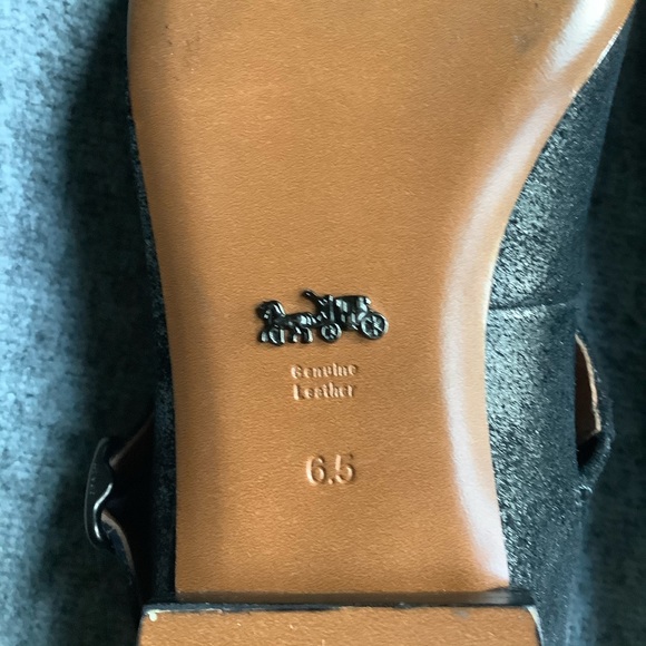 Coach Mary Jane Ballet Metallic Black Leather Flat, Size 6.5 NEW - Picture 7 of 7